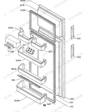 Взрыв-схема холодильника Frigidaire RF3202 - Схема узла Door 003